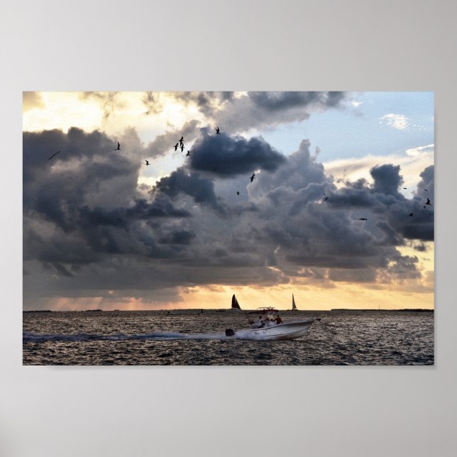 Affiche Bateau de pêche Key West, Floride (Devant)