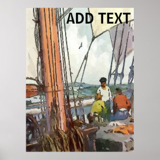 Affiche Bateau de pêche, Mystic, CT