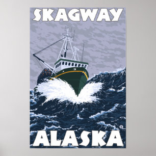 Affiche Bateau de pêche - Skagway, Alaska