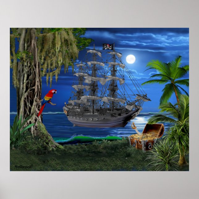 Affiche Bateau de pirates mystique à la Lune (Devant)