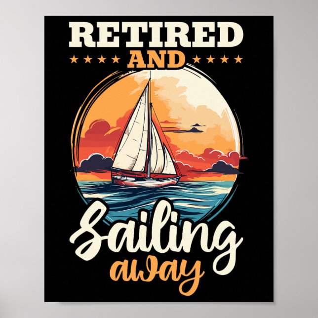 Affiche Bateau De Retraite De Voile Capitaine Retraité Et  (Devant)
