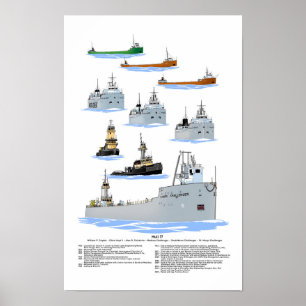 Affiche Bateau des Grands Lacs Histoire de St. Marys Chall