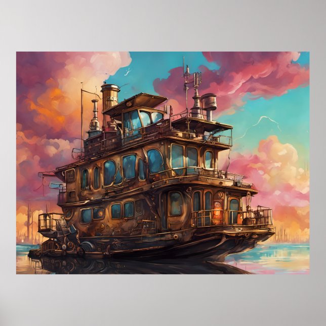 Affiche Bateau domestique Steampunk (Devant)