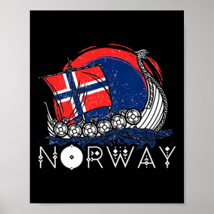 Affiche Bateau Drapeau Norvégien Norvège Navire Viking Fie