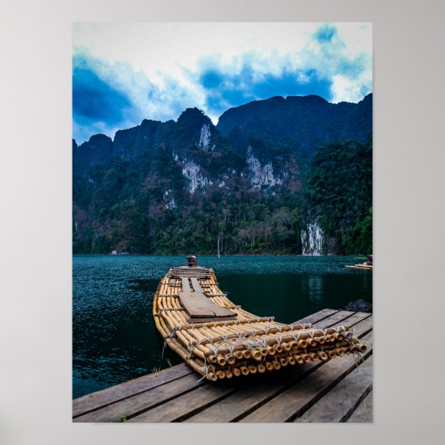 Affiche Bateau en bambou dans le parc national Khao Sok Th (Devant)