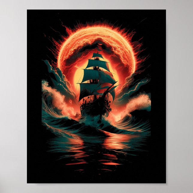 Affiche Bateau en mer  (Devant)