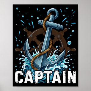 Affiche Bateau est le capitaine d'été ancre nautique drôle