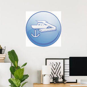 Affiche Bateau et Ancre Marine nautique