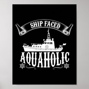 Affiche Bateau Fait Face à l'Aquaholique Drôle Bateau