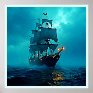 Affiche Bateau fantôme sur le design Stormy Seas