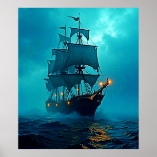 Affiche Bateau fantôme sur le design Stormy Seas