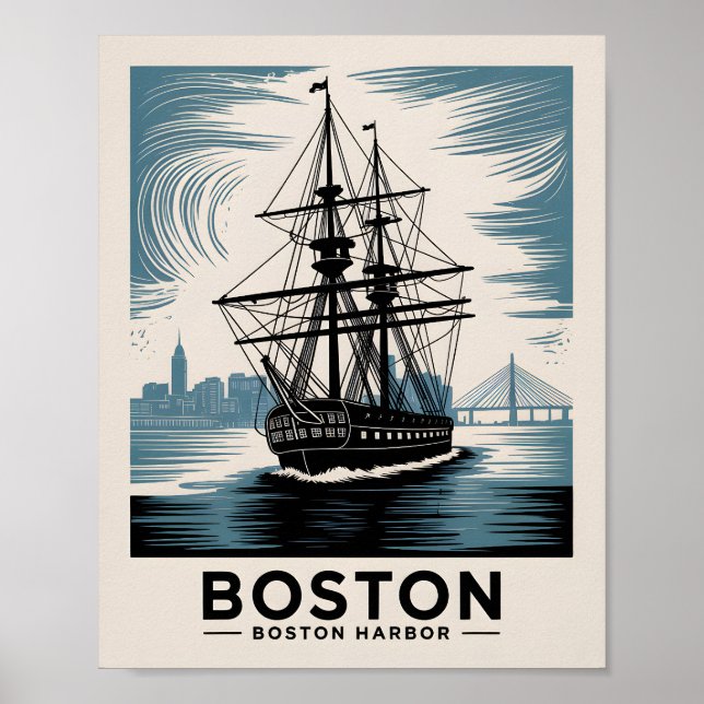 Affiche Bateau historique de Boston Harbor Massachusetts A (Devant)