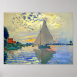 Affiche Bateau Monet au Petit-Gennevilliers<br><div class="desc">Poster représentant la peinture à l’huile de Claude Monet Voilier au Petit-Gennevilliers (1874). Un voilier serein navigue dans les eaux de Paris,  France. Parfait pour les amateurs d'impressionnisme et de collectionneurs d'art français !</div>