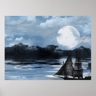 Affiche Bateau Phantom Pirate La Nuit