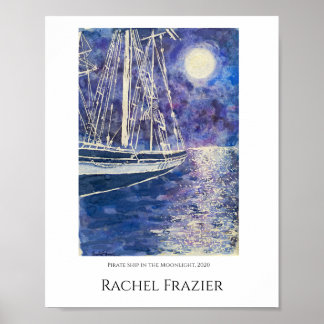 Affiche Bateau pirate au clair de lune