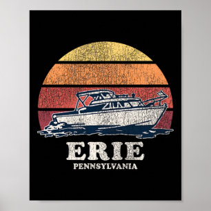 Affiche Bateau Rétro des années 70 Erie Pa Bateau Vintage