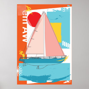 Affiche Bateau rose