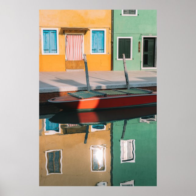 AFFICHE BATEAU ROUGE ET VERT ACCUEIL SUR LE QUAI (Devant)