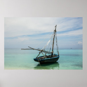 Affiche Bateau sur la plage de Cocoyer - Haïti 2018