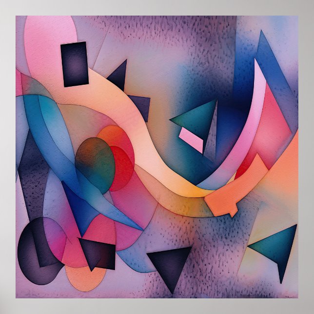 Affiche "Bateau sur l'eau" Art Abstrait contemporain (Devant)