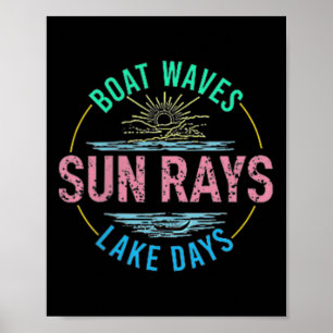 Affiche Bateau Waves Sun Rays Lake Days les années 70 Rétr