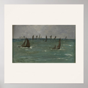 Affiche Bateaux à Berck-sur-Mer par Manet - Art de paysage