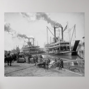 Affiche Bateaux à vapeur chez Vicksburg, 1910. Photo
