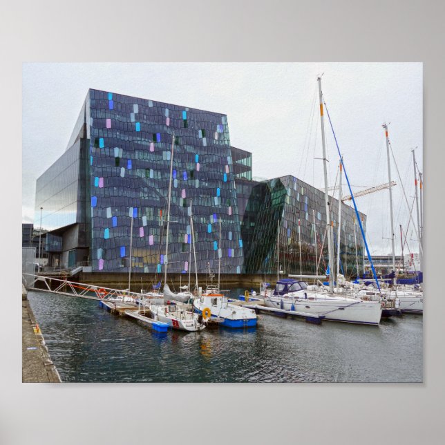 Affiche "Bateaux à voile à Harpa Concert Hall, Islande (Devant)