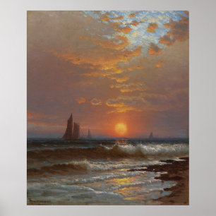 Affiche Bateaux à voile au coucher du soleil