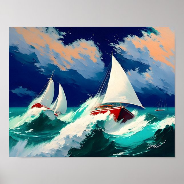 Affiche Bateaux à voile Courses en Mer Lourde (Devant)