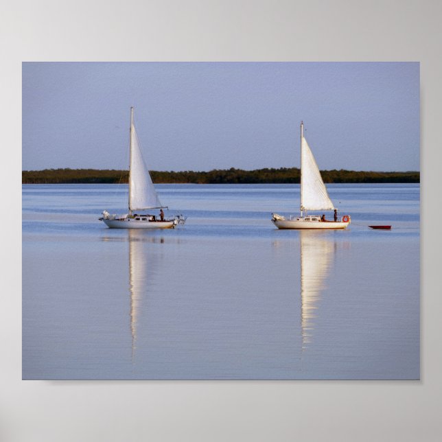 Affiche Bateaux à voile jumeaux Matin Vente 8x10 (Devant)