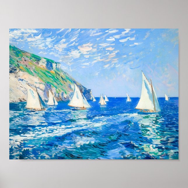 Affiche Bateaux à voile sur Eaux Calmes - Peinture impress (Devant)