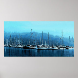 Affiche Bateaux à voile sur un Matin Foggy