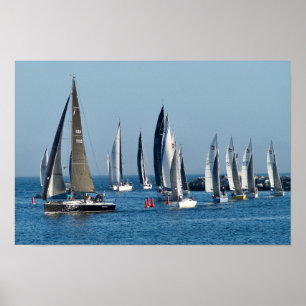 Affiche Bateaux À Voiles Entrant Dans La Manche. Marina De
