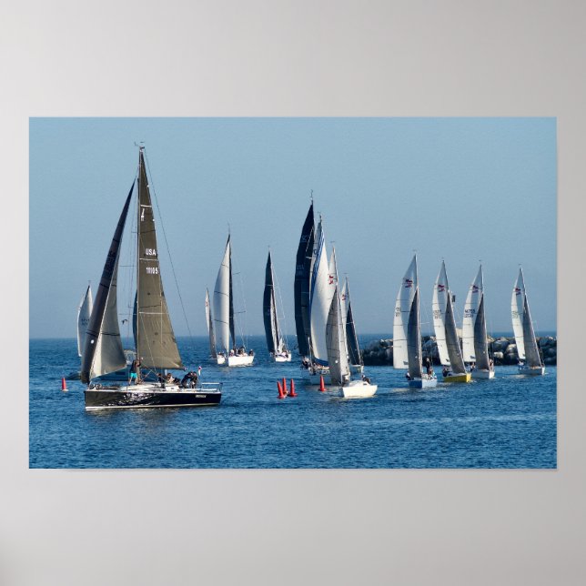 Affiche Bateaux À Voiles Entrant Dans La Manche. Marina De (Devant)