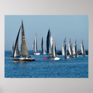 Affiche Bateaux À Voiles Entrant Dans La Manche. Marina De