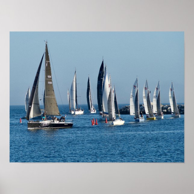 Affiche Bateaux À Voiles Entrant Dans La Manche. Marina De (Devant)
