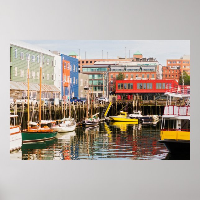 Affiche Bateaux amarrés | Portland, Maine (Devant)