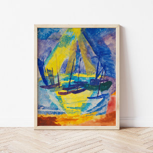Affiche Bateaux au Soleil du Soir   Fritz Schaefler