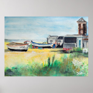 Affiche Bateaux d'Aldeburgh sur la plage