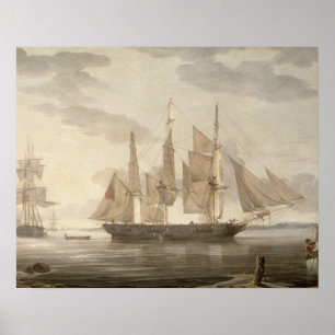 Affiche Bateaux dans le port, 1805 (huile sur la toile)
