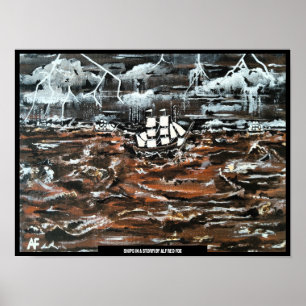 Affiche Bateaux dans une peinture de tempête par Alfred Fo