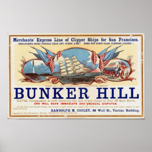 Affiche Bateaux de Clipper Bunker Hill pour San Francisco