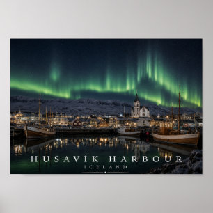 Affiche Bateaux de la baie de Húsavík Islande A4