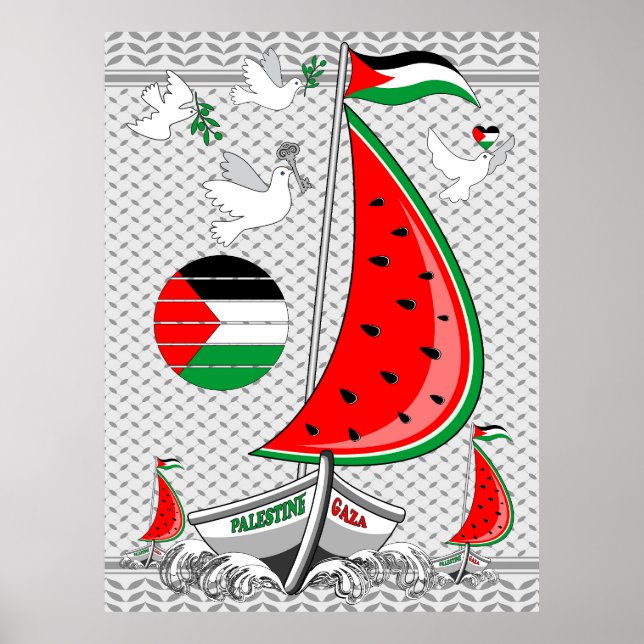 Affiche Bateaux de la Flottille de la Liberté Mondiale à G (Devant)