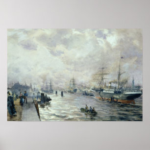 Affiche Bateaux de navigation dans le port de Hambourg,