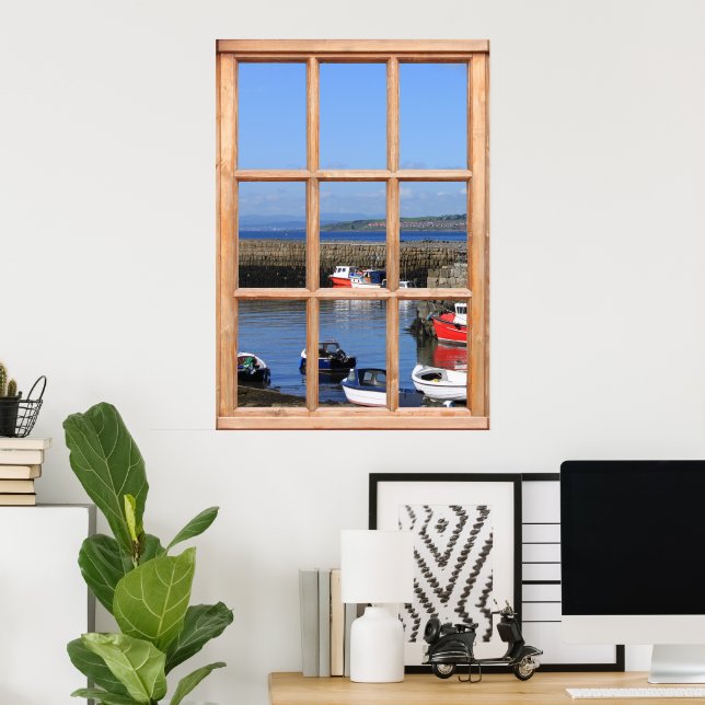Affiche Bateaux de pêche - Effet Fenêtre Faux (Bureau à domicile)