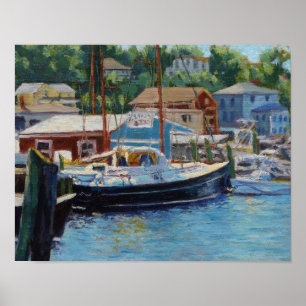 Affiche Bateaux de pêche panoramiques de Gloucester