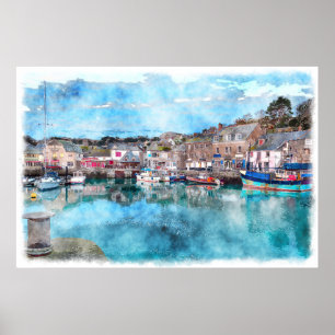 Affiche Bateaux de pêche - Port de Padstow, Cornwall, Roya