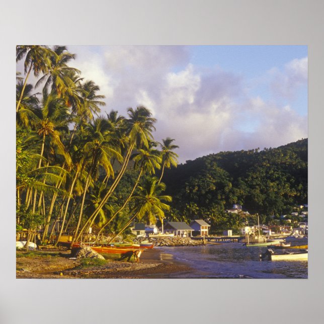 Affiche Bateaux de pêche, Soufriere, Sainte-Lucie, Caraïbe (Devant)
